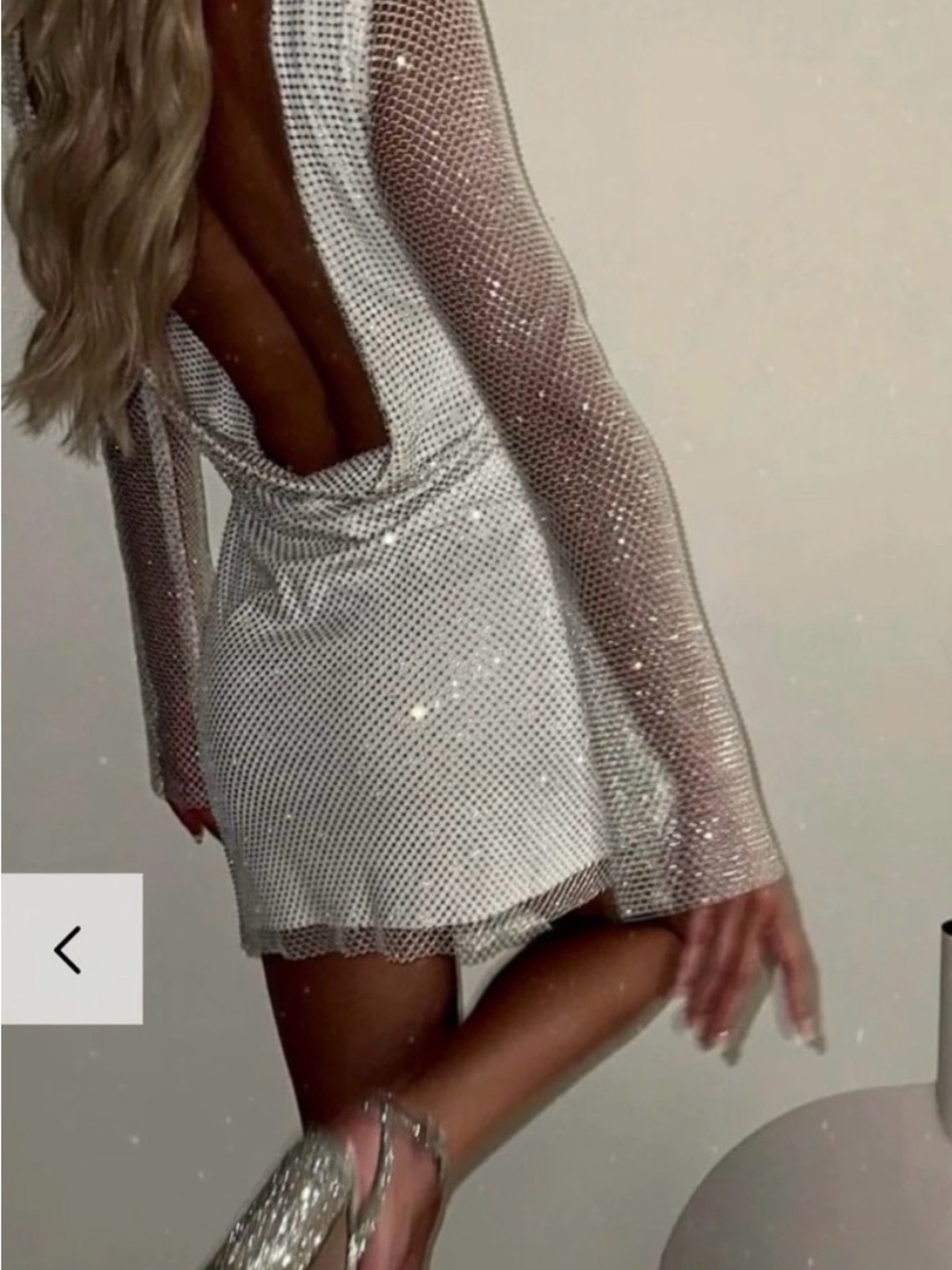 12th Tribe Silver Sequin Backless Mini Dress